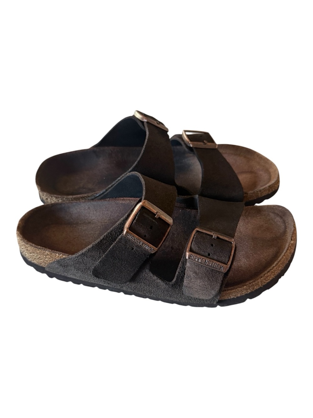 Birkenstock Arizona Brown Suede Sandals Women's 8 EU 39 Two Strap Slides
